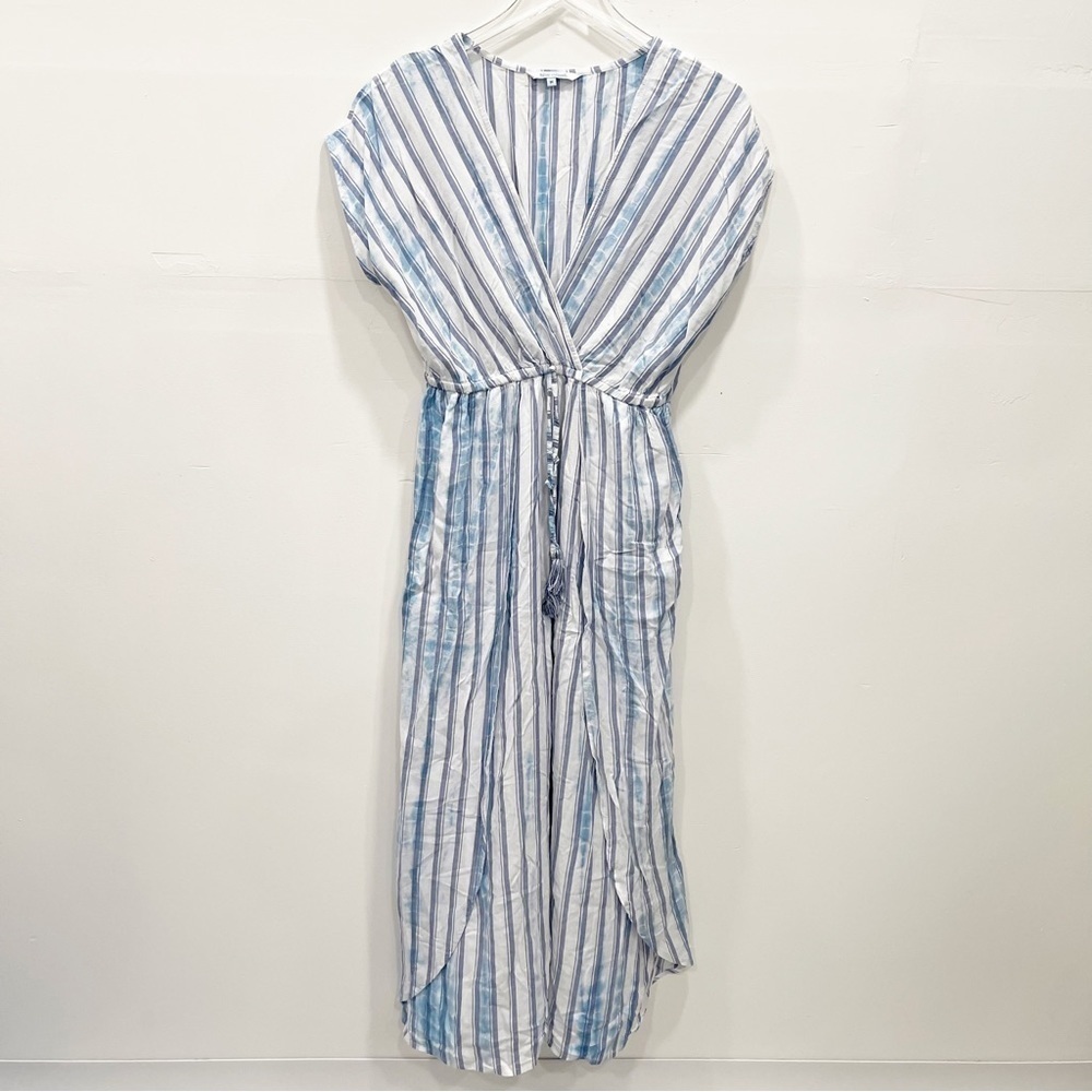 Blue Island Lightweight Tie-Dye Stripe Long Dress Swim Cover Medium